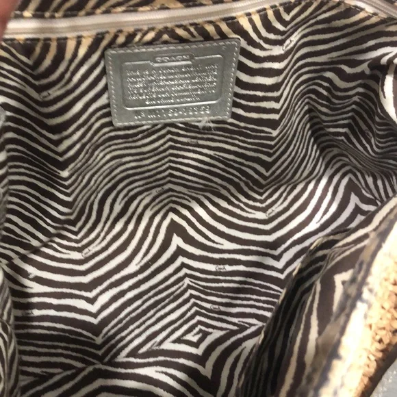 Coach Hampton Python Leather Trim Straw Shoulder Tote - Picture 11 of 12